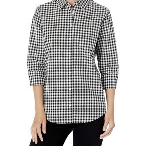 Amazon Essentials Long Sleeve
Shirt Black/White Gingham Checkered, Cotton Sz M‎
